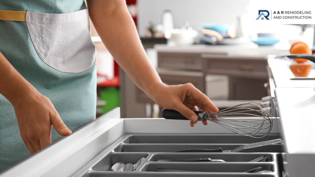 Organize Your Kitchen Drawers Like a Pro: Best Drawer Organizers and Design Tips 2 woman organizing kitchen inventory