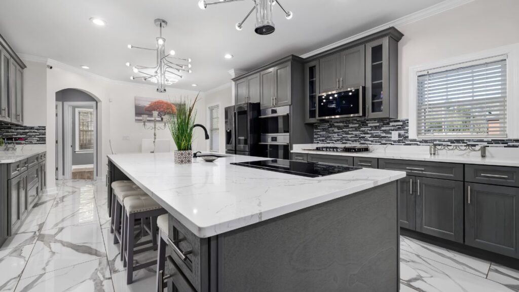 white and gray kitchen